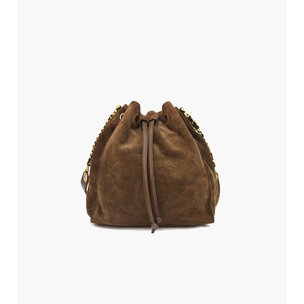 CHANEL Brown Suede Big CC Bucket Shoulder Bag A-A19510